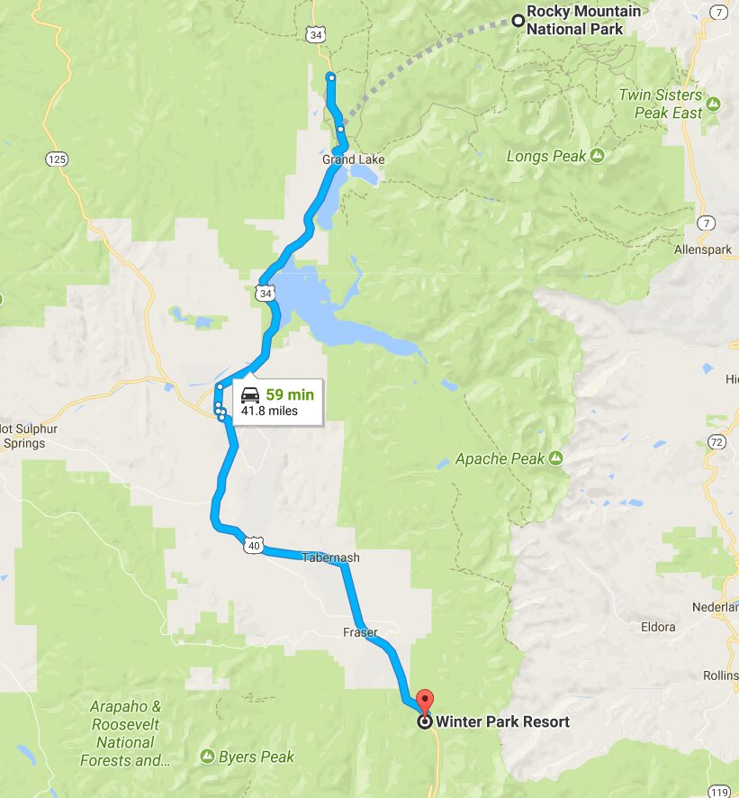 Google Maps Rocky Mountain National Park Winter Park Resort